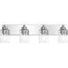 JONATHAN Y 36″ Brass Gold/Clear 5-Light Modern LED Vanity Light for Bathroom Mirror, Mid-Century Wall Sconce with Clear Seeded Glass Shades, Contemporary Iron Fixture, LED Bulbs (JYL7620D)(Chrome/Clear)