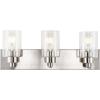 JONATHAN Y 36″ Brass Gold/Clear 5-Light Modern LED Vanity Light for Bathroom Mirror, Mid-Century Wall Sconce with Clear Seeded Glass Shades, Contemporary Iron Fixture, LED Bulbs (JYL7620D)(Nickel/Clear)