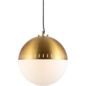 JONATHAN Y 15.75″ Brass Gold 1-Light Iron and Glass Globe Pendant, Art Deco Mid-Century Adjustable Height Ceiling Fixture for Kitchen Island, UL Listed, LED Bulb Included JYL9531A