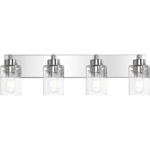 JONATHAN Y 36″ Brass Gold/Clear 5-Light Modern LED Vanity Light for Bathroom Mirror, Mid-Century Wall Sconce with Clear Seeded Glass Shades, Contemporary Iron Fixture, LED Bulbs (JYL7620D)(Chrome/Clear)