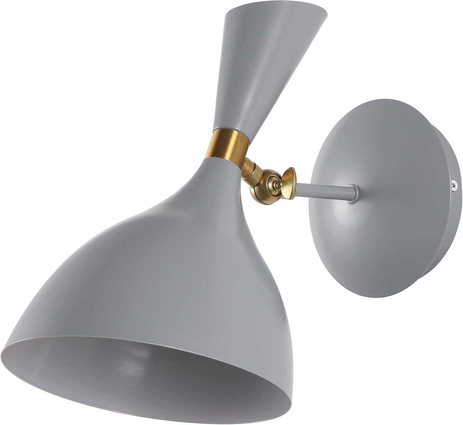 image:imageJONATHAN Y 1125 NavyBrass Gold Modern LED Wall Sconce Retro Iron Lamp for Bedroom Bathroom Hallway Adjustable MidCentury Fixture with Black Iron Shade LED JYL9066CGrayBrass Gold
