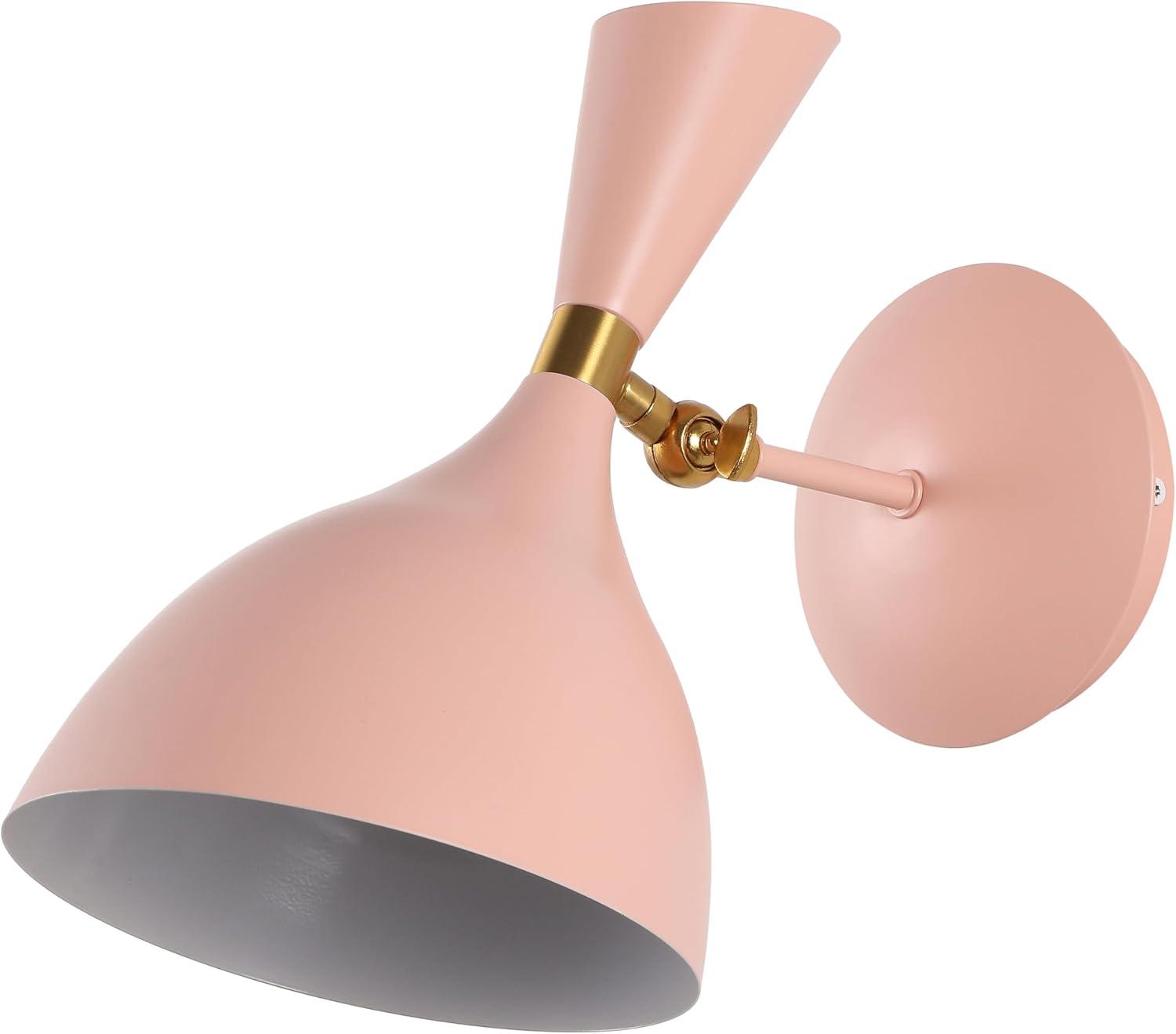 image:imageJONATHAN Y 1125 NavyBrass Gold Modern LED Wall Sconce Retro Iron Lamp for Bedroom Bathroom Hallway Adjustable MidCentury Fixture with Black Iron Shade LED JYL9066CPinkBrass Gold