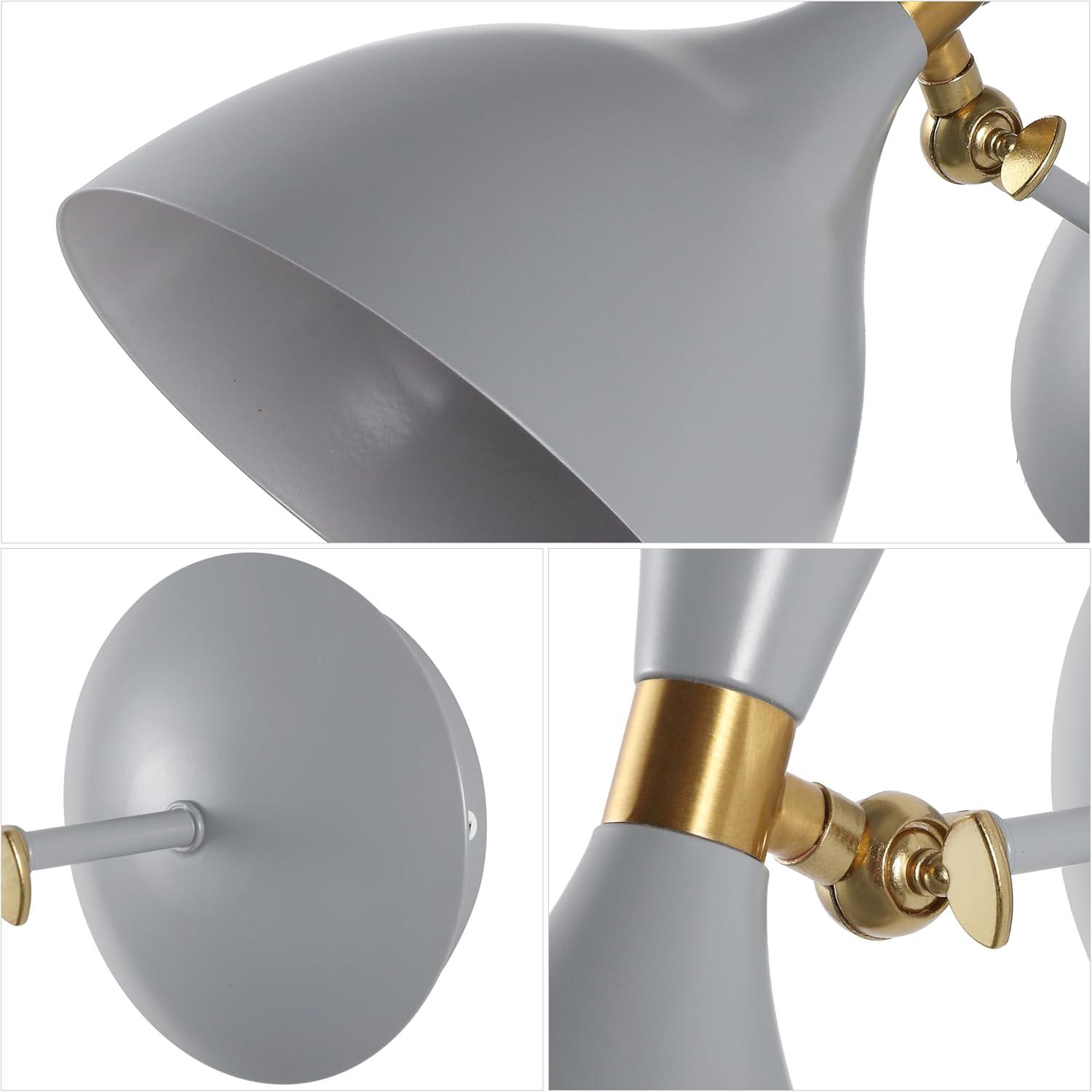 image:imageJONATHAN Y 1125 NavyBrass Gold Modern LED Wall Sconce Retro Iron Lamp for Bedroom Bathroom Hallway Adjustable MidCentury Fixture with Black Iron Shade LED JYL9066CGrayBrass Gold