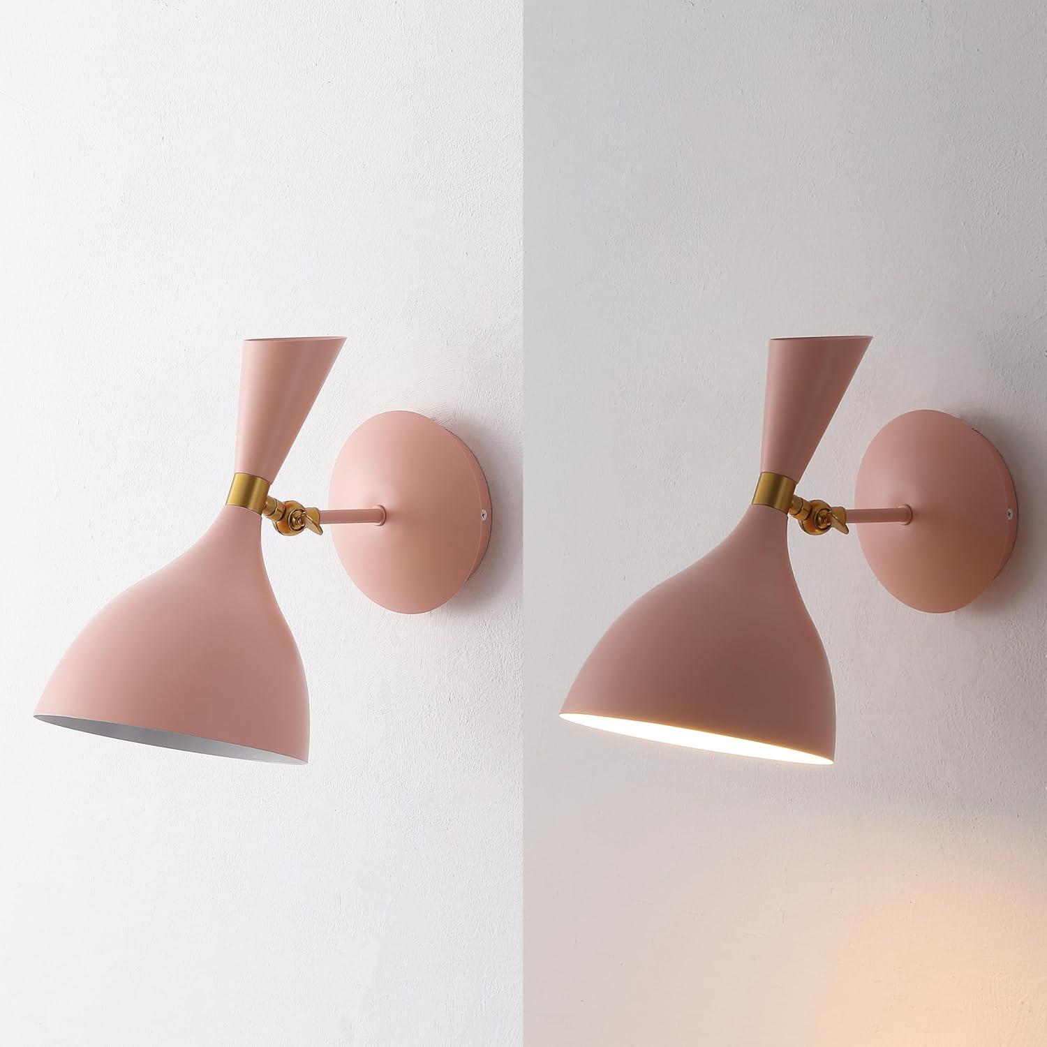 image:imageJONATHAN Y 1125 NavyBrass Gold Modern LED Wall Sconce Retro Iron Lamp for Bedroom Bathroom Hallway Adjustable MidCentury Fixture with Black Iron Shade LED JYL9066CPinkBrass Gold