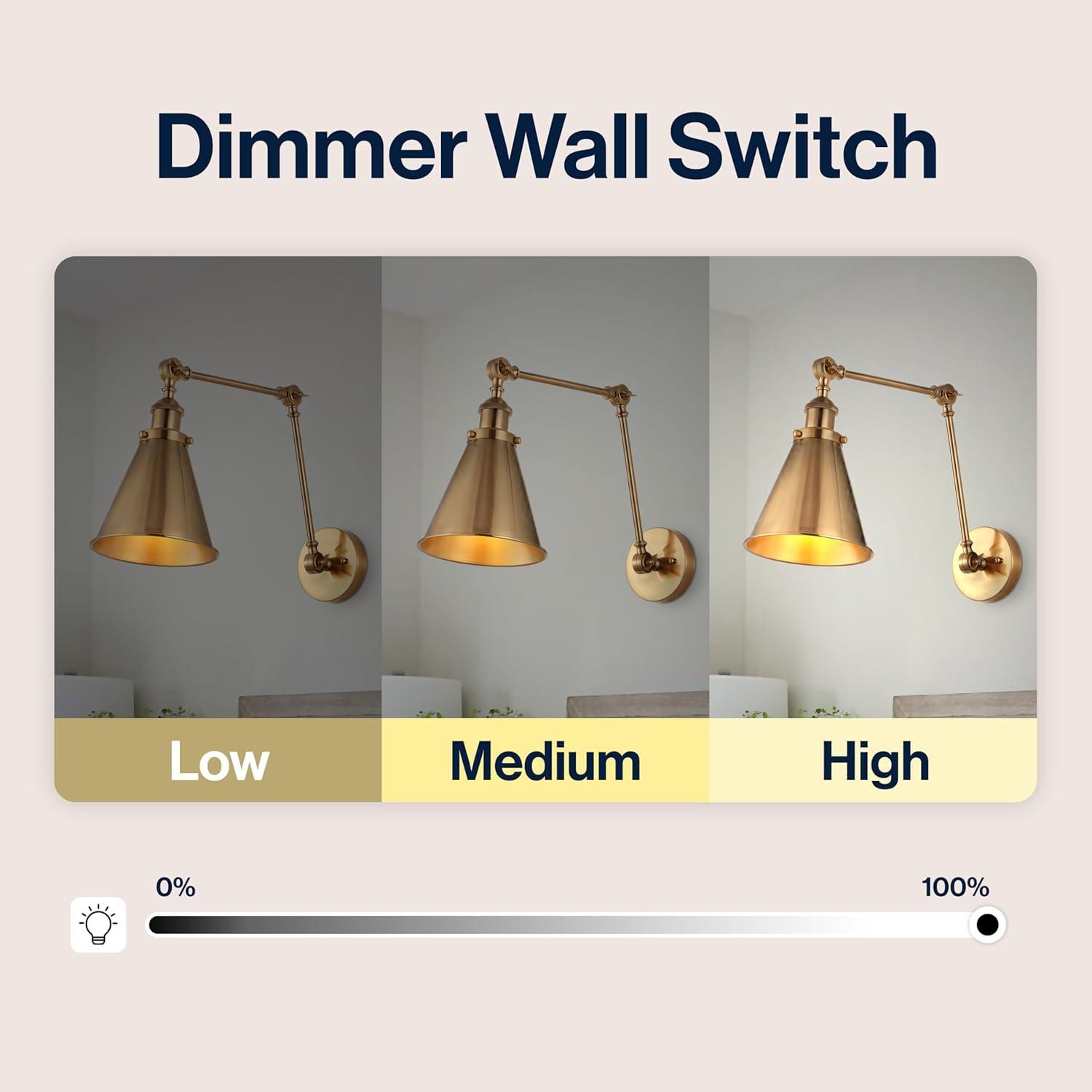 image:imageJONATHAN Y 7 GrayBlack Classic Industrial Metal Adjustable Arm LED Wall Sconce for Bedside Reading Farmhouse Swing Arm Wall Lamp with Metal Shade Hardwired JYL7462HSET2Brass Gold