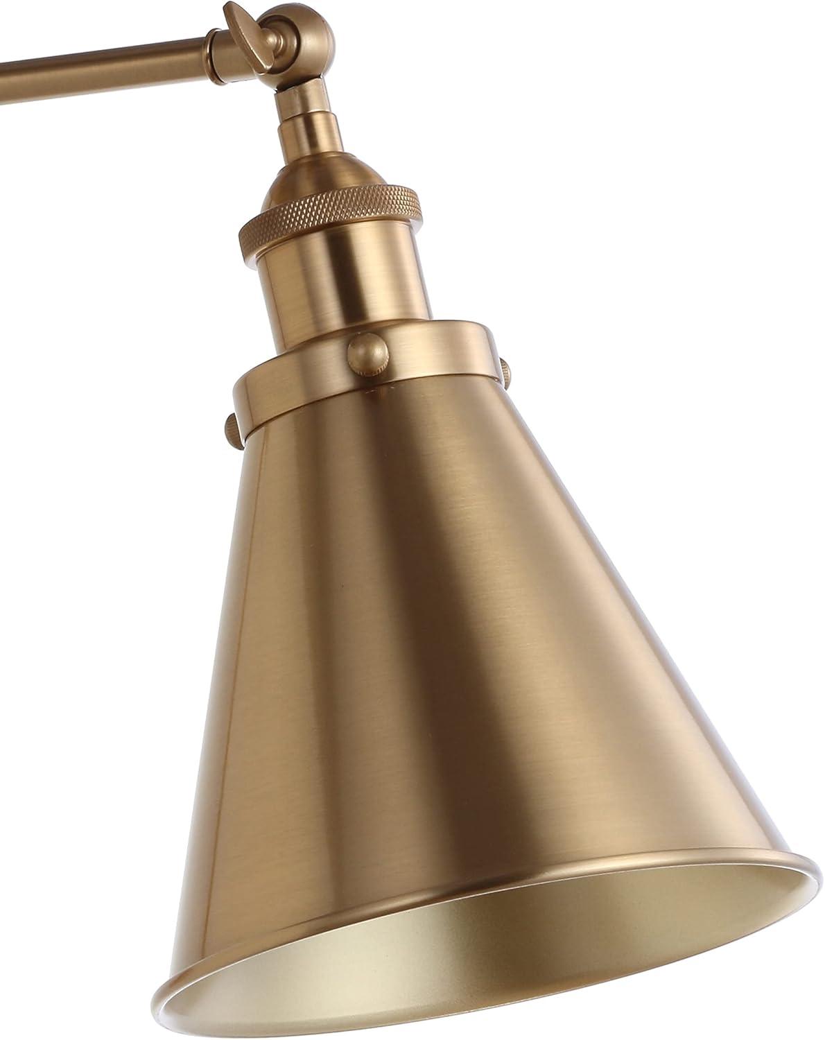 image:imageJONATHAN Y 7 GrayBlack Classic Industrial Metal Adjustable Arm LED Wall Sconce for Bedside Reading Farmhouse Swing Arm Wall Lamp with Metal Shade Hardwired JYL7462HSET2Brass Gold