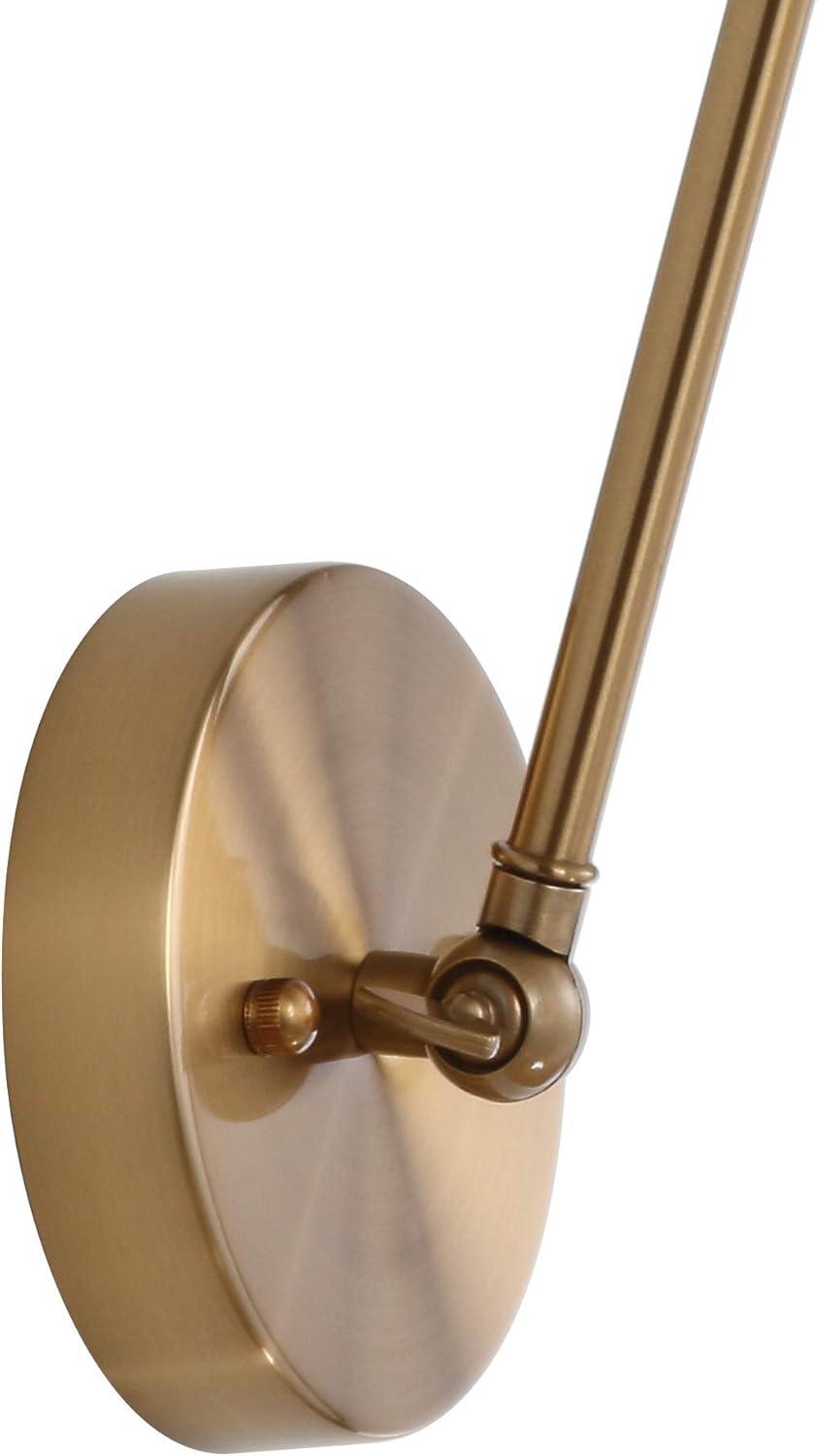 image:imageJONATHAN Y 7 GrayBlack Classic Industrial Metal Adjustable Arm LED Wall Sconce for Bedside Reading Farmhouse Swing Arm Wall Lamp with Metal Shade Hardwired JYL7462HSET2Brass Gold