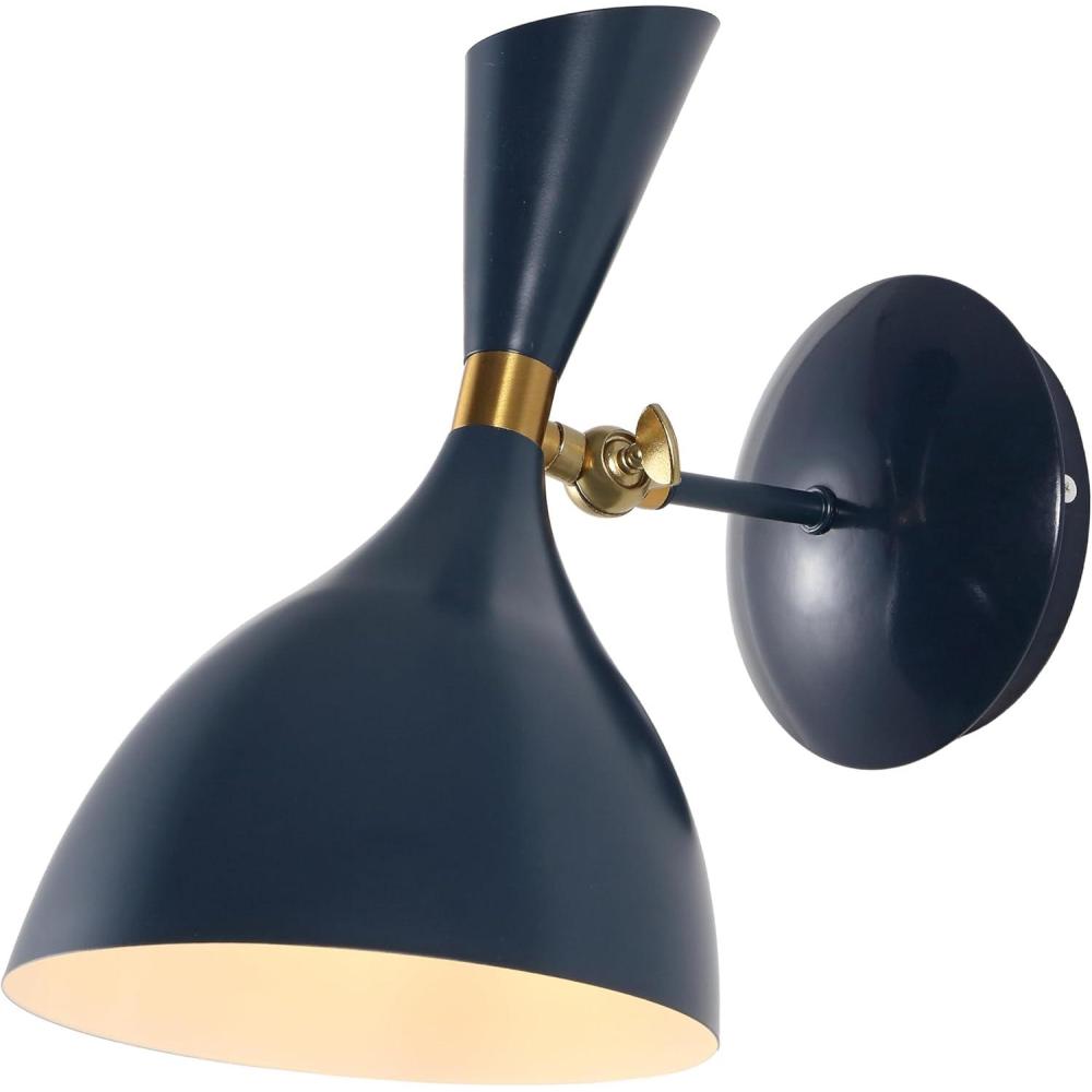 image:imageJONATHAN Y 1125 NavyBrass Gold Modern LED Wall Sconce Retro Iron Lamp for Bedroom Bathroom Hallway Adjustable MidCentury Fixture with Black Iron Shade LED JYL9066CNavyBrass Gold