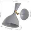JONATHAN Y 11.25″ Navy/Brass Gold Modern LED Wall Sconce, Retro Iron Lamp for Bedroom, Bathroom, Hallway, Adjustable Mid-Century Fixture with Black Iron Shade, LED (JYL9066C)(Gray/Brass Gold)