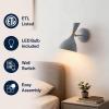JONATHAN Y 11.25″ Navy/Brass Gold Modern LED Wall Sconce, Retro Iron Lamp for Bedroom, Bathroom, Hallway, Adjustable Mid-Century Fixture with Black Iron Shade, LED (JYL9066C)(Gray/Brass Gold)