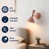 JONATHAN Y 11.25″ Navy/Brass Gold Modern LED Wall Sconce, Retro Iron Lamp for Bedroom, Bathroom, Hallway, Adjustable Mid-Century Fixture with Black Iron Shade, LED (JYL9066C)(Pink/Brass Gold)