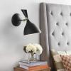 JONATHAN Y 11.25″ Navy/Brass Gold Modern LED Wall Sconce, Retro Iron Lamp for Bedroom, Bathroom, Hallway, Adjustable Mid-Century Fixture with Black Iron Shade, LED (JYL9066C)(Black/Brass Gold)