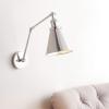 JONATHAN Y 7″ Gray/Black Classic Industrial Metal Adjustable Arm LED Wall Sconce for Bedside Reading, Farmhouse Swing Arm Wall Lamp with Metal Shade, Hardwired (JYL7462H-SET2)(Chrome)
