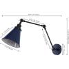 JONATHAN Y 7″ Gray/Black Classic Industrial Metal Adjustable Arm LED Wall Sconce for Bedside Reading, Farmhouse Swing Arm Wall Lamp with Metal Shade, Hardwired (JYL7462H-SET2)(Navy/Black)