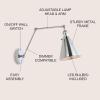JONATHAN Y 7″ Gray/Black Classic Industrial Metal Adjustable Arm LED Wall Sconce for Bedside Reading, Farmhouse Swing Arm Wall Lamp with Metal Shade, Hardwired (JYL7462H-SET2)(Chrome)