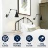 JONATHAN Y 7″ Gray/Black Classic Industrial Metal Adjustable Arm LED Wall Sconce for Bedside Reading, Farmhouse Swing Arm Wall Lamp with Metal Shade, Hardwired (JYL7462H-SET2)(Black)