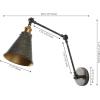 JONATHAN Y 7″ Gray/Black Classic Industrial Metal Adjustable Arm LED Wall Sconce for Bedside Reading, Farmhouse Swing Arm Wall Lamp with Metal Shade, Hardwired (JYL7462H-SET2)(Rustic Dark Gray/Brass Gold)