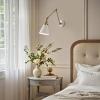 JONATHAN Y 7″ Gray/Black Classic Industrial Metal Adjustable Arm LED Wall Sconce for Bedside Reading, Farmhouse Swing Arm Wall Lamp with Metal Shade, Hardwired (JYL7462H-SET2)(White/Brass Gold)