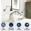 JONATHAN Y 7″ Gray/Black Classic Industrial Metal Adjustable Arm LED Wall Sconce for Bedside Reading, Farmhouse Swing Arm Wall Lamp with Metal Shade, Hardwired (JYL7462H-SET2)(Navy/Black)