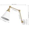 JONATHAN Y 7″ Gray/Black Classic Industrial Metal Adjustable Arm LED Wall Sconce for Bedside Reading, Farmhouse Swing Arm Wall Lamp with Metal Shade, Hardwired (JYL7462H-SET2)(White/Brass Gold)