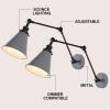 JONATHAN Y 7″ Gray/Black Classic Industrial Metal Adjustable Arm LED Wall Sconce for Bedside Reading, Farmhouse Swing Arm Wall Lamp with Metal Shade, Hardwired (JYL7462H-SET2)(Gray/Black)