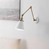 JONATHAN Y 7″ Gray/Black Classic Industrial Metal Adjustable Arm LED Wall Sconce for Bedside Reading, Farmhouse Swing Arm Wall Lamp with Metal Shade, Hardwired (JYL7462H-SET2)(White/Brass Gold)