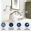 JONATHAN Y 7″ Gray/Black Classic Industrial Metal Adjustable Arm LED Wall Sconce for Bedside Reading, Farmhouse Swing Arm Wall Lamp with Metal Shade, Hardwired (JYL7462H-SET2)(Almond/Black)