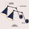 JONATHAN Y 7″ Gray/Black Classic Industrial Metal Adjustable Arm LED Wall Sconce for Bedside Reading, Farmhouse Swing Arm Wall Lamp with Metal Shade, Hardwired (JYL7462H-SET2)(Navy/Black)