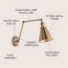 JONATHAN Y 7″ Gray/Black Classic Industrial Metal Adjustable Arm LED Wall Sconce for Bedside Reading, Farmhouse Swing Arm Wall Lamp with Metal Shade, Hardwired (JYL7462H-SET2)(Brass Gold)