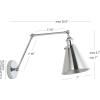 JONATHAN Y 7″ Gray/Black Classic Industrial Metal Adjustable Arm LED Wall Sconce for Bedside Reading, Farmhouse Swing Arm Wall Lamp with Metal Shade, Hardwired (JYL7462H-SET2)(Chrome)