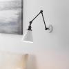JONATHAN Y 7″ Gray/Black Classic Industrial Metal Adjustable Arm LED Wall Sconce for Bedside Reading, Farmhouse Swing Arm Wall Lamp with Metal Shade, Hardwired (JYL7462H-SET2)(White/Oil Rubbed Bronze)