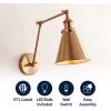 JONATHAN Y 7″ Gray/Black Classic Industrial Metal Adjustable Arm LED Wall Sconce for Bedside Reading, Farmhouse Swing Arm Wall Lamp with Metal Shade, Hardwired (JYL7462H-SET2)(Brass Gold)
