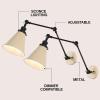 JONATHAN Y 7″ Gray/Black Classic Industrial Metal Adjustable Arm LED Wall Sconce for Bedside Reading, Farmhouse Swing Arm Wall Lamp with Metal Shade, Hardwired (JYL7462H-SET2)(Almond/Black)