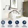 JONATHAN Y 7″ Gray/Black Classic Industrial Metal Adjustable Arm LED Wall Sconce for Bedside Reading, Farmhouse Swing Arm Wall Lamp with Metal Shade, Hardwired (JYL7462H-SET2)(Gray/Black)