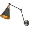 JONATHAN Y 7″ Gray/Black Classic Industrial Metal Adjustable Arm LED Wall Sconce for Bedside Reading, Farmhouse Swing Arm Wall Lamp with Metal Shade, Hardwired (JYL7462H-SET2)(Rustic Dark Gray/Brass Gold)