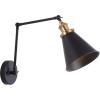 JONATHAN Y 7″ Gray/Black Classic Industrial Metal Adjustable Arm LED Wall Sconce for Bedside Reading, Farmhouse Swing Arm Wall Lamp with Metal Shade, Hardwired (JYL7462H-SET2)(Black/Brass Gold)