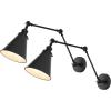 JONATHAN Y 7″ Gray/Black Classic Industrial Metal Adjustable Arm LED Wall Sconce for Bedside Reading, Farmhouse Swing Arm Wall Lamp with Metal Shade, Hardwired (JYL7462H-SET2)(Black)