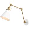JONATHAN Y 7″ Gray/Black Classic Industrial Metal Adjustable Arm LED Wall Sconce for Bedside Reading, Farmhouse Swing Arm Wall Lamp with Metal Shade, Hardwired (JYL7462H-SET2)(White/Brass Gold)