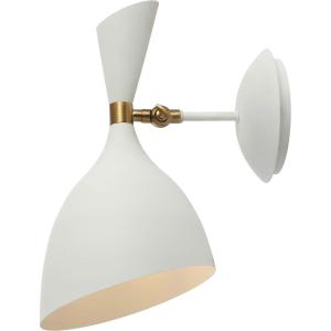JONATHAN Y 11.25″ Navy/Brass Gold Modern LED Wall Sconce, Retro Iron Lamp for Bedroom, Bathroom, Hallway, Adjustable Mid-Century Fixture with Black Iron Shade, LED (JYL9066C)(White/Brass Gold)
