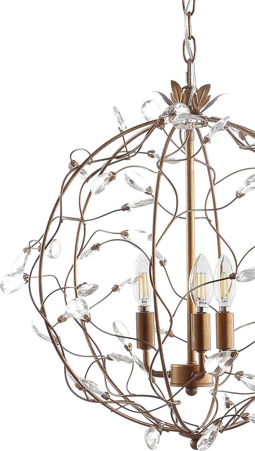 image:imageJONATHAN Y 20 Antique Gold 3Light Metal and Glass Globe Pendant Adjustable Height Hanging Fixture for Hallway Bathroom Transitional Style UL Listed LED Bulbs Included JYL9042A