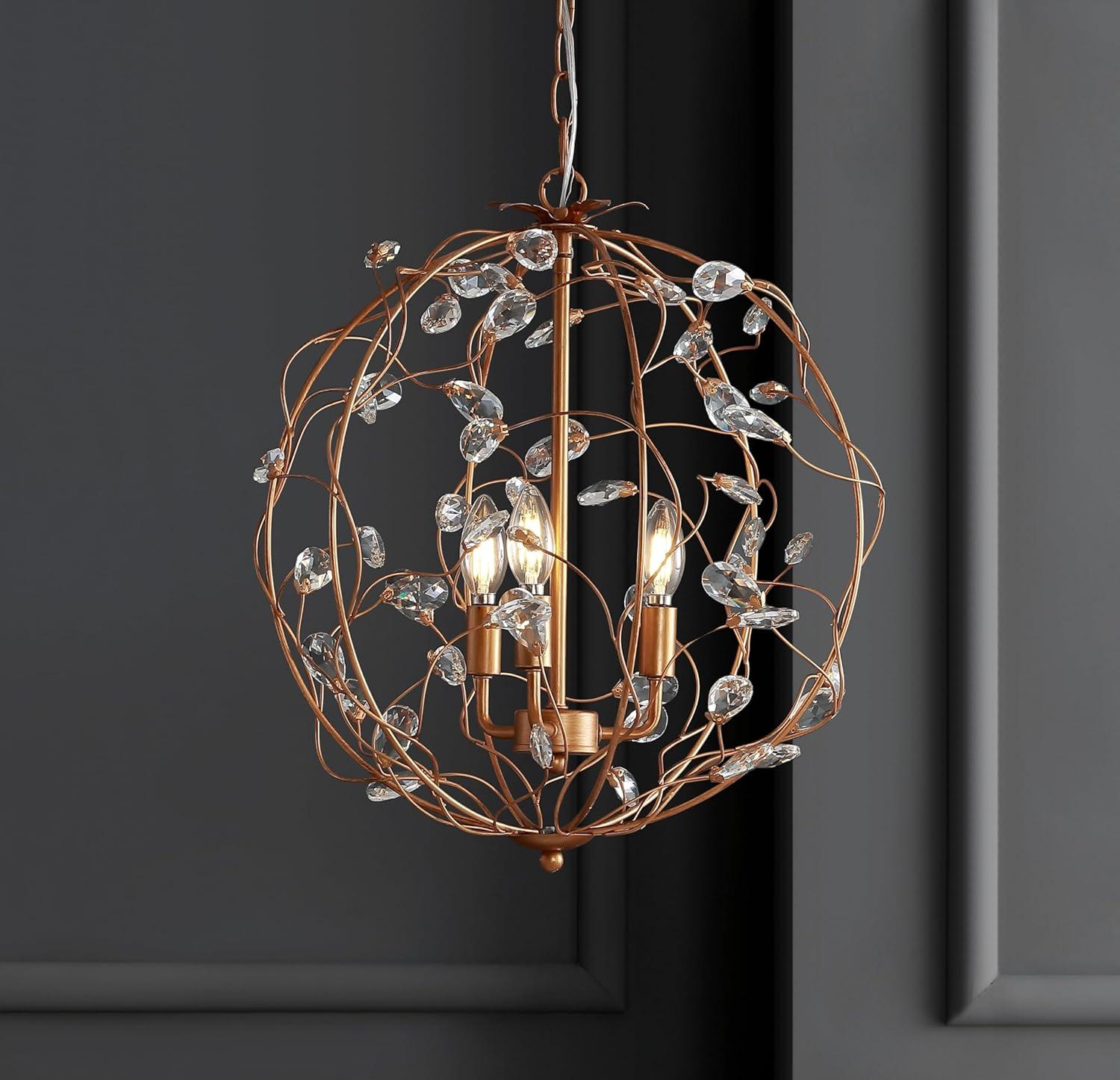 image:imageJONATHAN Y 20 Antique Gold 3Light Metal and Glass Globe Pendant Adjustable Height Hanging Fixture for Hallway Bathroom Transitional Style UL Listed LED Bulbs Included JYL9042A
