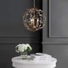 JONATHAN Y 20″ Antique Gold 3-Light Metal and Glass Globe Pendant, Adjustable Height Hanging Fixture for Hallway Bathroom, Transitional Style, UL Listed, LED Bulbs Included JYL9042A