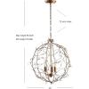JONATHAN Y 20″ Antique Gold 3-Light Metal and Glass Globe Pendant, Adjustable Height Hanging Fixture for Hallway Bathroom, Transitional Style, UL Listed, LED Bulbs Included JYL9042A