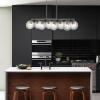 JONATHAN Y 33.5″ Nickel/Clear 8-Light Farmhouse Bohemian Iron Linear LED Pendant, Clear Glass Shade for Kitchen Island, Dining Room, Sloped Ceiling Compatible (JYL7570B)(Nickel)