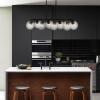 JONATHAN Y 33.5″ Nickel/Clear 8-Light Farmhouse Bohemian Iron Linear LED Pendant, Clear Glass Shade for Kitchen Island, Dining Room, Sloped Ceiling Compatible (JYL7570B)(Oil-Rubbed Bronze)
