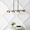 JONATHAN Y 33.5″ Nickel/Clear 8-Light Farmhouse Bohemian Iron Linear LED Pendant, Clear Glass Shade for Kitchen Island, Dining Room, Sloped Ceiling Compatible (JYL7570B)(Oil-Rubbed Bronze)