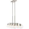 JONATHAN Y 33.5″ Nickel/Clear 8-Light Farmhouse Bohemian Iron Linear LED Pendant, Clear Glass Shade for Kitchen Island, Dining Room, Sloped Ceiling Compatible (JYL7570B)(Nickel)