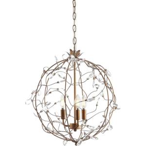 JONATHAN Y 20″ Antique Gold 3-Light Metal and Glass Globe Pendant, Adjustable Height Hanging Fixture for Hallway Bathroom, Transitional Style, UL Listed, LED Bulbs Included JYL9042A