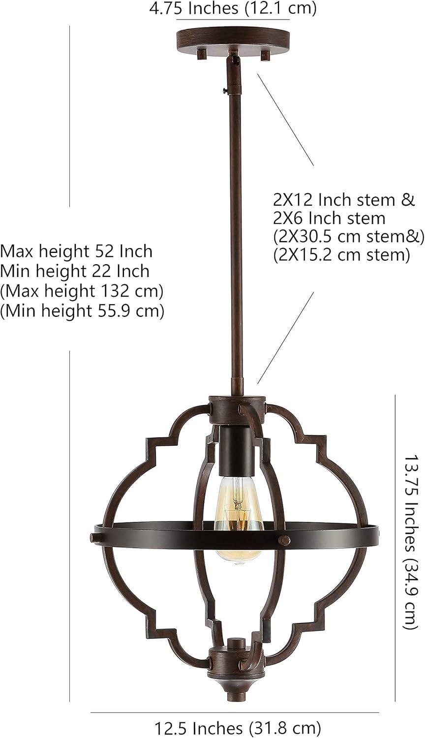 image:imageJONATHAN Y 125 Oil Rubbed Bronze 1Light Iron Pendant Light Adjustable Height Industrial Fixture for Kitchen Island Dining Room Modern Farmhouse LED Bulb Included JYL7512A
