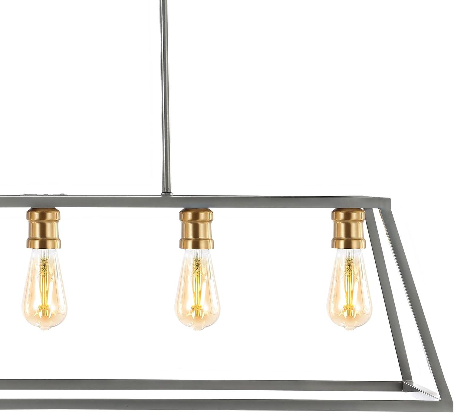 image:imageJONATHAN Y 38 Oil Rubbed Bronze 5Light Farmhouse Linear Pendant for Kitchen Island Adjustable Iron Vintage Chandelier for Dining Room LED Bulbs Included Dimmable JYL7521AGreyBrass Gold